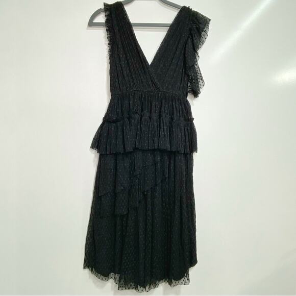 Joie Johnesha Black Swiss Dot Lace V Neck Sleeveless Dress 0 - Picture 12 of 12